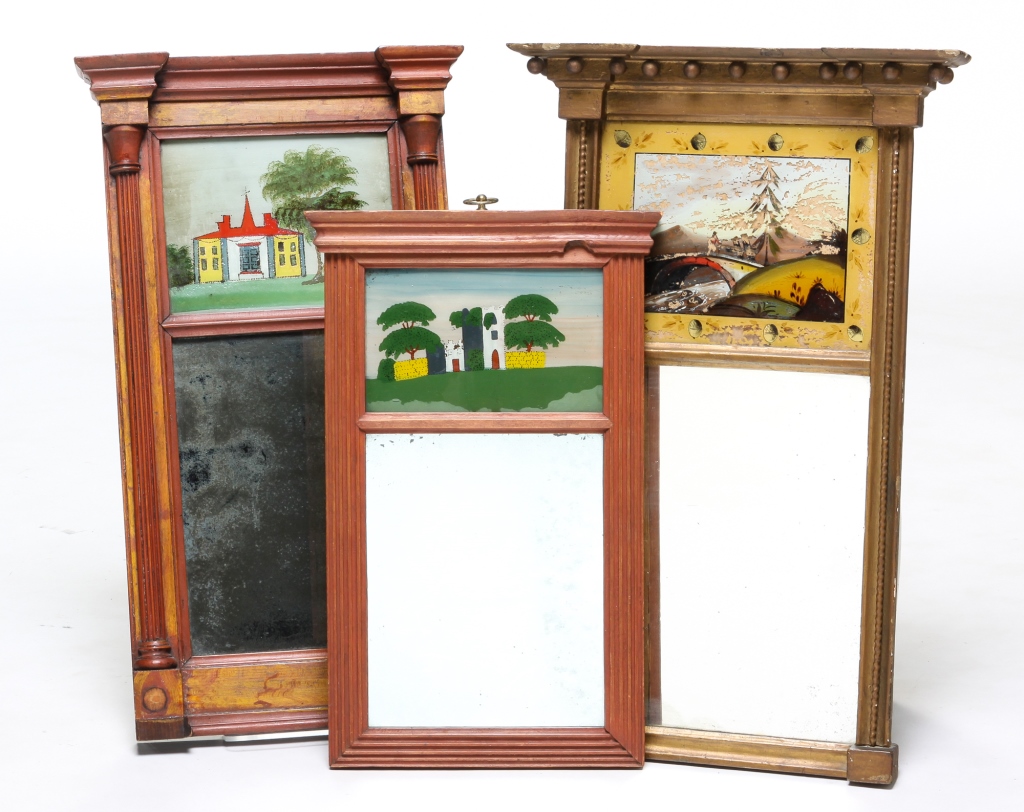 Appraisal: THREE AMERICAN ARCHITECTURAL MIRRORS First half th century pine Original