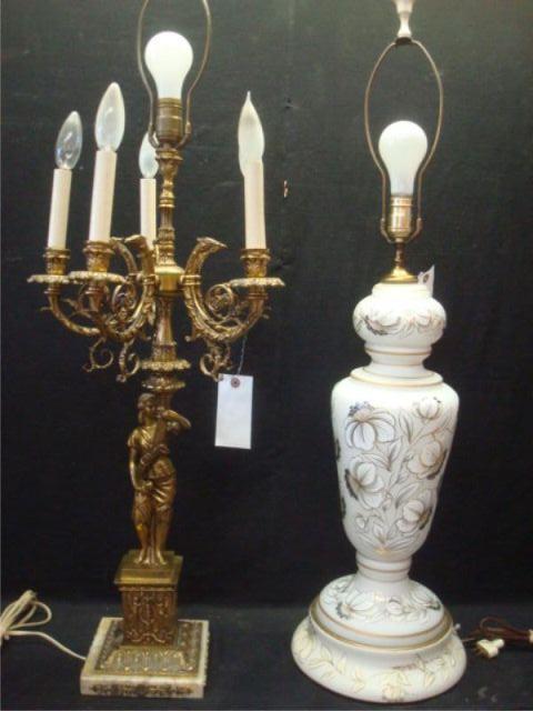 Appraisal: Lamps Gilt Metal Marble Figural -arm Lamp together with Decorative