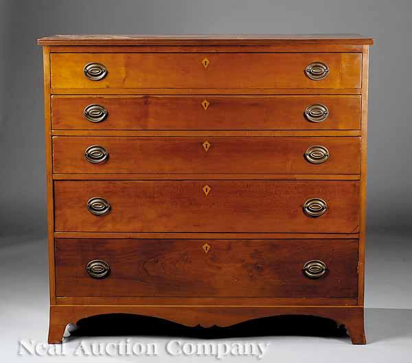 Appraisal: An American Federal Cherrywood Chest of Drawers c probably Southern