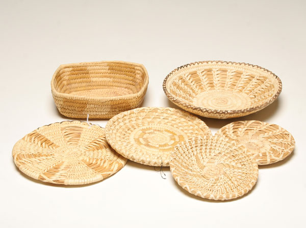 Appraisal: Native American basketry Papago coil and split stitch four plaques