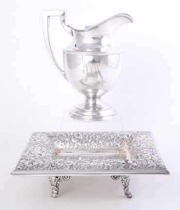 Appraisal: Weidlich sterling beverage pitcher and Barbour Bros silverplate centerbowl urn