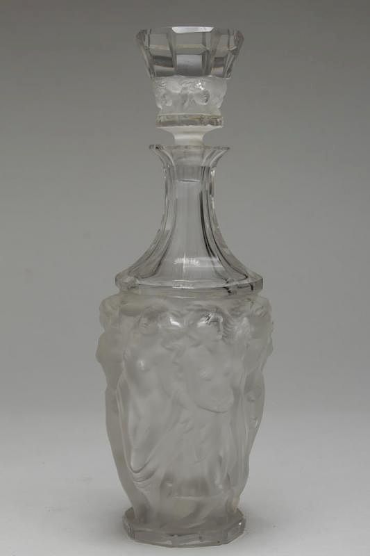 Appraisal: Signed R Lalique- Crystal Decanter Frosted Frosted crystal Bacchantes -manner