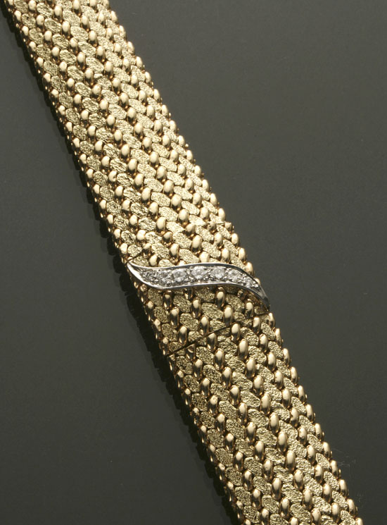 Appraisal: Lady's -Karat Yellow-Gold and Diamond -Jewel Manual-Wind Concealed Face Wristwatch