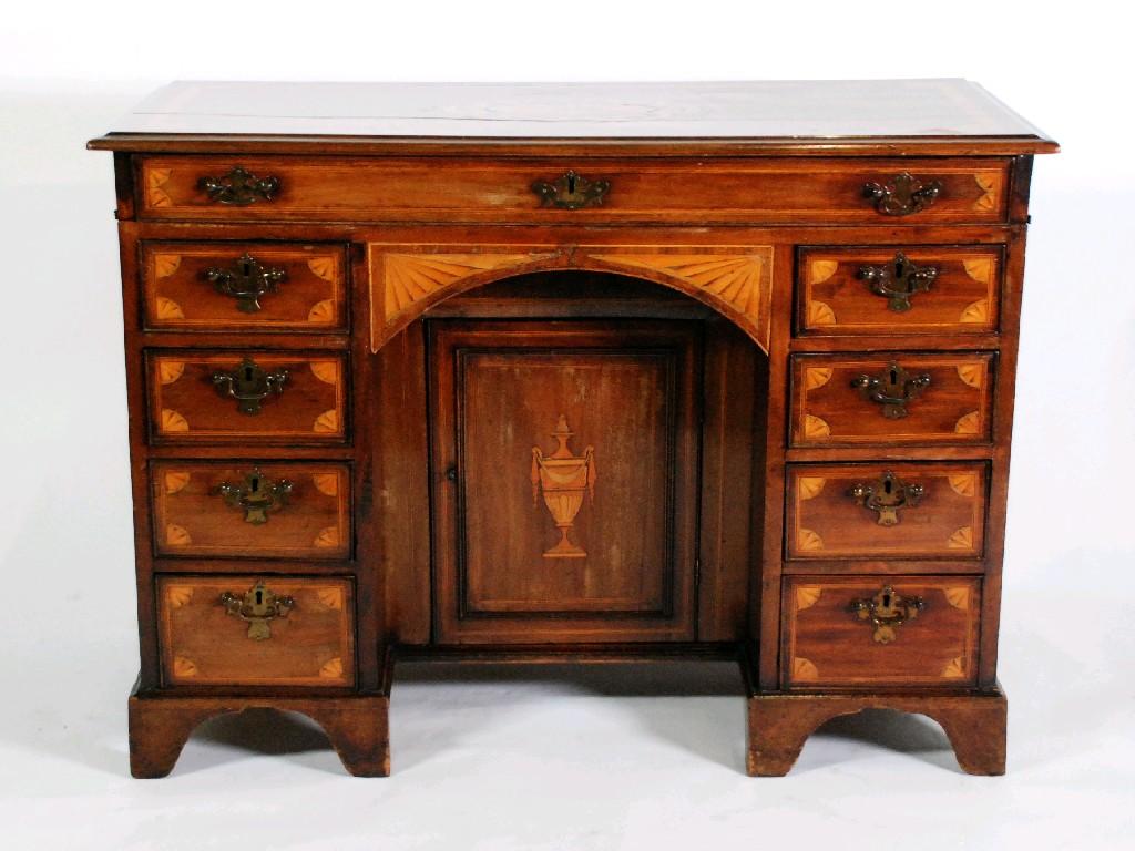 Appraisal: TH CENTURY AND LATER INLAID MAHOGANY COMPOSITE KNEEHOLE DESK DRESSING