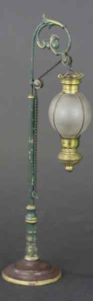 Appraisal: MARKLIN ARC LAMP Germany painted cast iron done in green