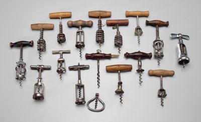 Appraisal: assorted corkscrews with wooden handles one rosewood with brush several