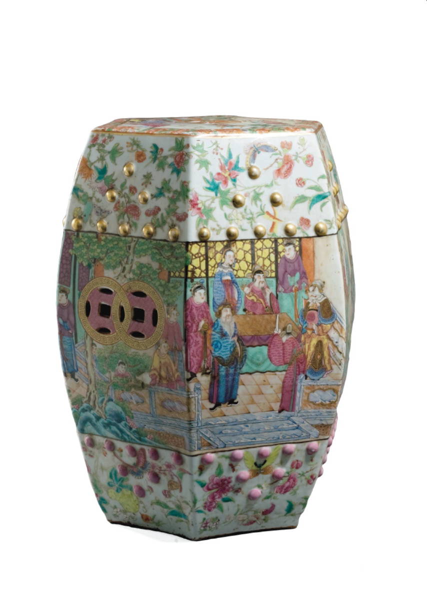 Appraisal: CHINESE EXPORT PORCELAIN FAMILLE ROSE OCTAGONAL GARDEN SEAT WITH MANDARIN