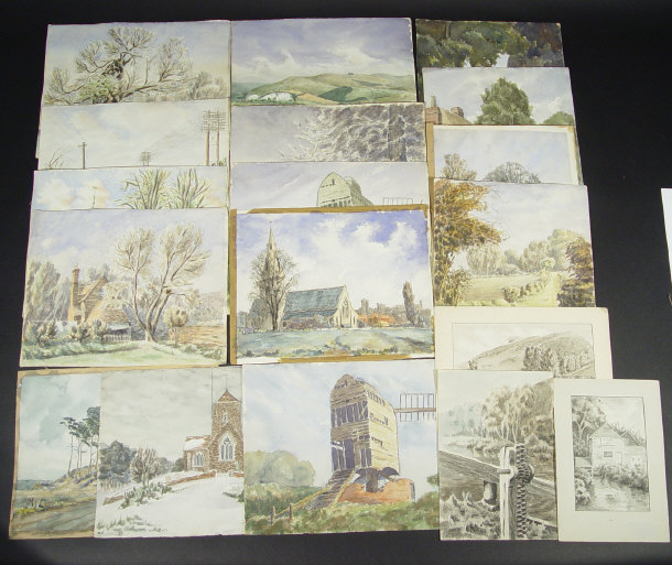 Appraisal: Collection of local interest pen and watercolour studies of landscape