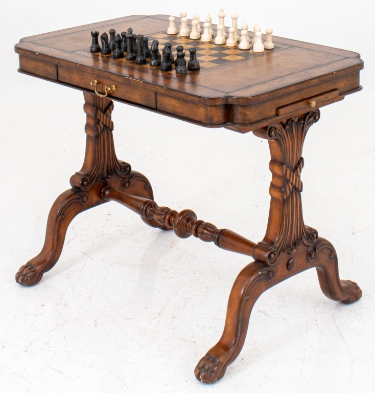 Appraisal: REGENCY STYLE GAMES TABLE Regency Style Games Table the shaped