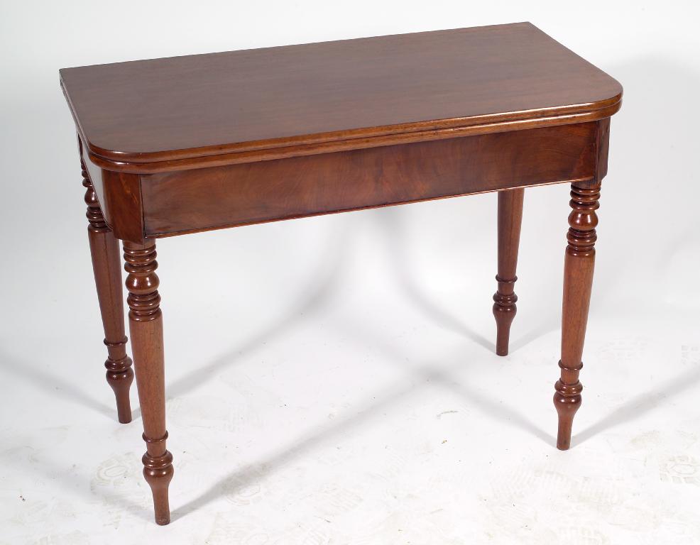 Appraisal: th CENTURY MAHOGANY FOLDOVER TEA TABLE the rounded rectangular top