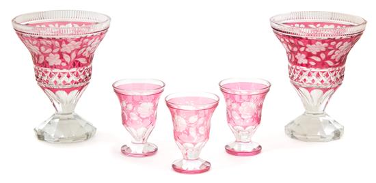 Appraisal: Sale Lot A Collection of Cranberry Cut-to-Clear Glass th century