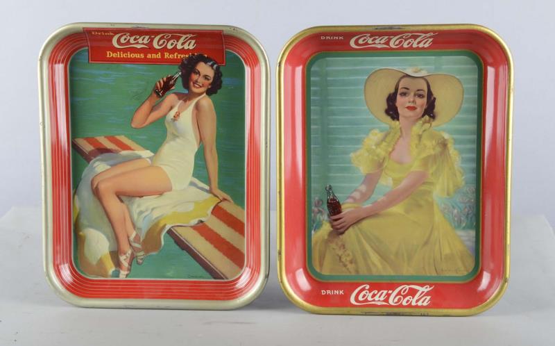 Appraisal: Lot Of Coca Cola Tin Serving Trays Including - Circa