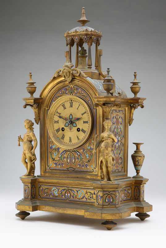 Appraisal: A Napoleon III gilt-bronze and enameled mantel clock Circa the