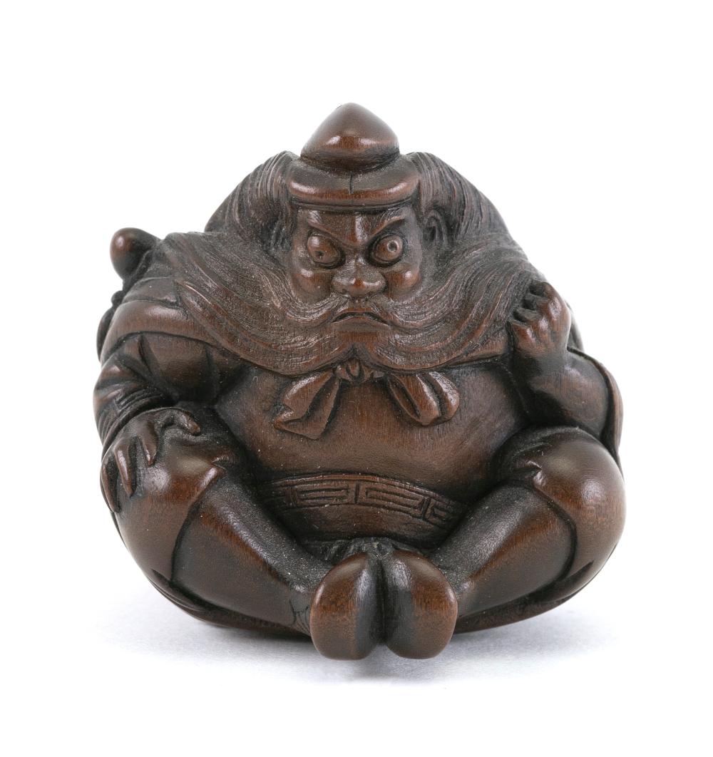 Appraisal: JAPANESE WOOD NETSUKE BY TOSHICHIKA TH CENTURY HEIGHT JAPANESE WOOD