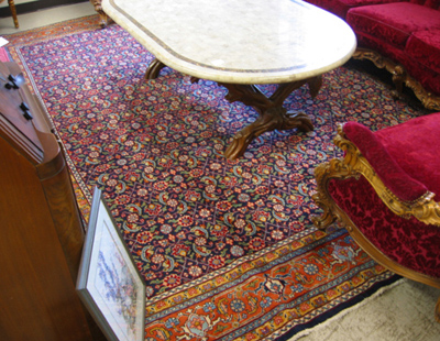 Appraisal: PERSIAN TABRIZ CARPET overall Herati floral decoration on rectangular violet-blue