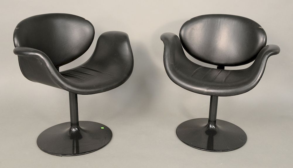 Appraisal: Set of six Pierre Paulin Little Tulip chairs black leather