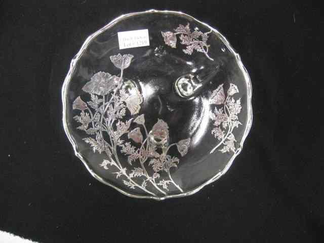 Appraisal: Silver Overlay Footed Dish floral '' excellent