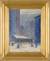 Appraisal: JOHANN BERTHELSEN American - NEW YORK IN WINTER Oil on