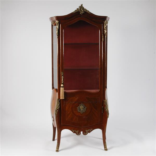 Appraisal: French Bombay curio cabinet vitrine Large horizontal crack on front