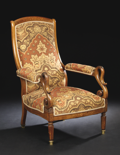 Appraisal: William IV Fruitwood Armchair mid- th century the padded rectangular