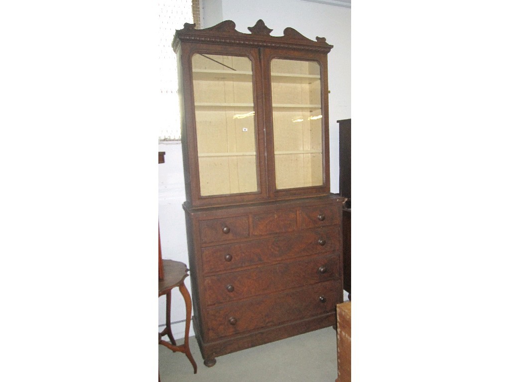 Appraisal: Victorian glazed door bookcase on chest