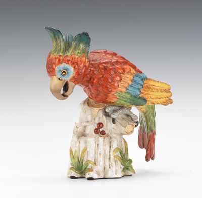 Appraisal: A Paris Porcelain Parrot Figurine ca th Century Naturalistically modeled