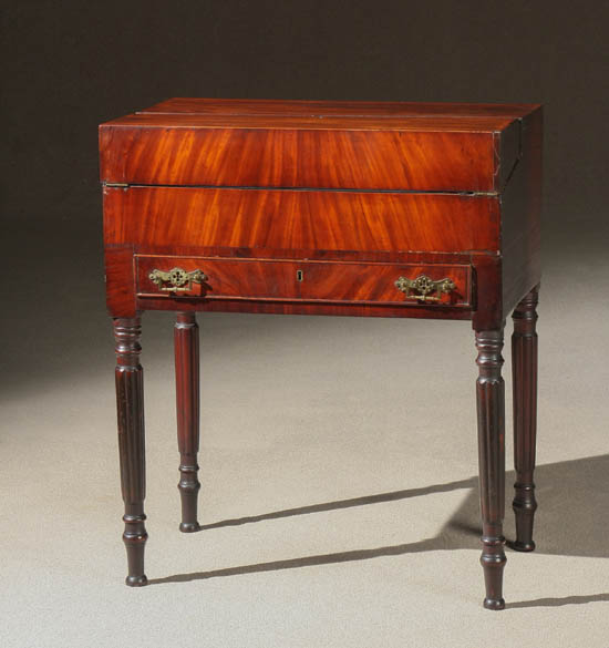 Appraisal: Federal Mahogany Desk Massachusetts Circa - The half-hinged top opening