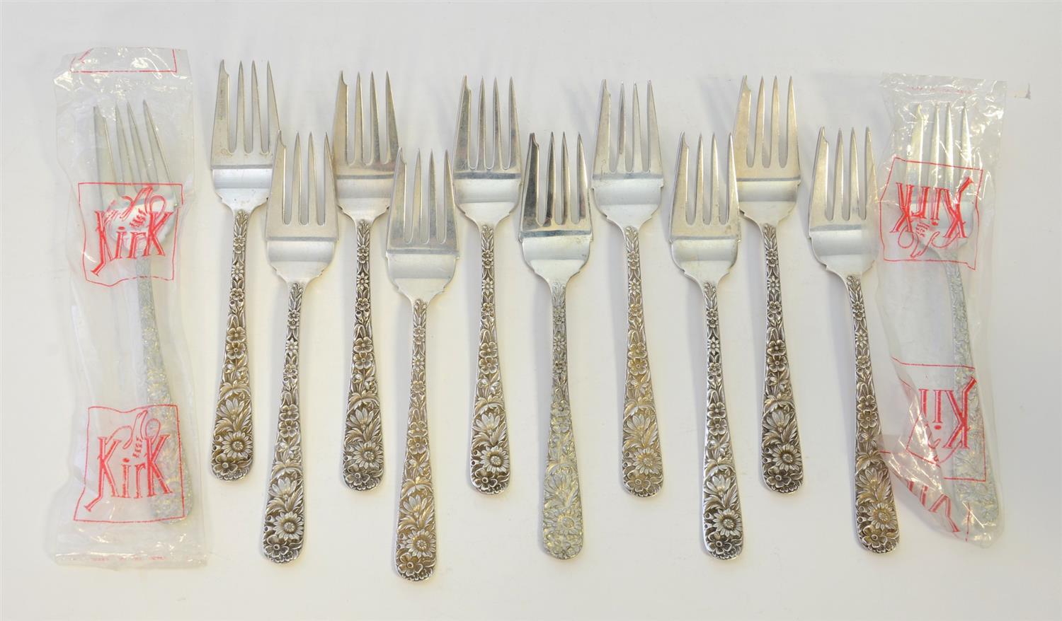 Appraisal: Set of S Kirk Son Sterling Repousse salad forks -