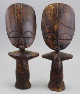 Appraisal: Carved African Ancestral Figures Carved Wooden African Ancestral Figures Height