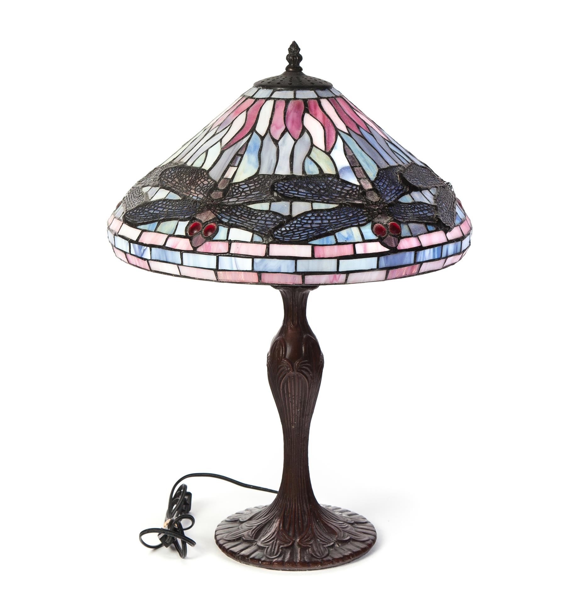 Appraisal: REPRODUCTION DRAGONFLY LAMP Asian late th century Nicely constructed facsimile