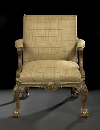 Appraisal: George II-Style Mahogany Armchair third quarter th century the padded