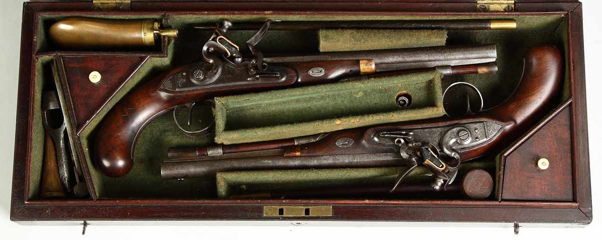 Appraisal: Major William Prevost Buffs Pair of Early th cent Flintlock