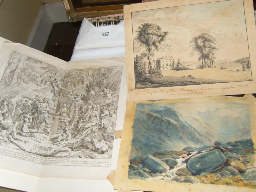 Appraisal: An th century pen ink and watercolour drawing View Of