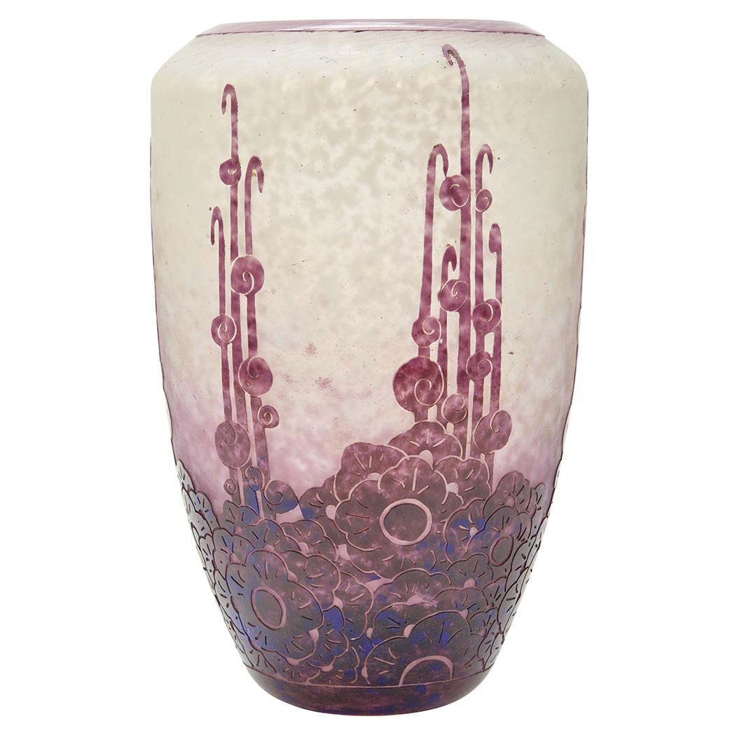 Appraisal: Le Verre Francais Art Deco Acid Etched Cameo Glass Vase