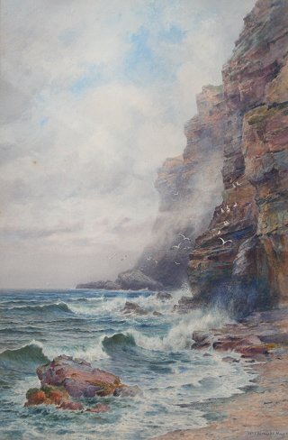 Appraisal: RICHARDS William Trost American - Cornish Coastal Cliffs Watercolor Gouache