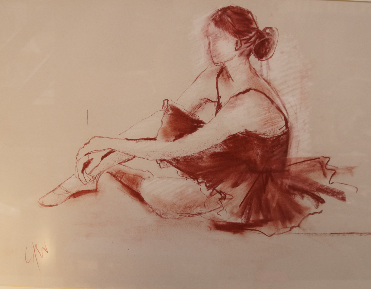 Appraisal: Louise F Walker Study of a seated ballerina red chalk