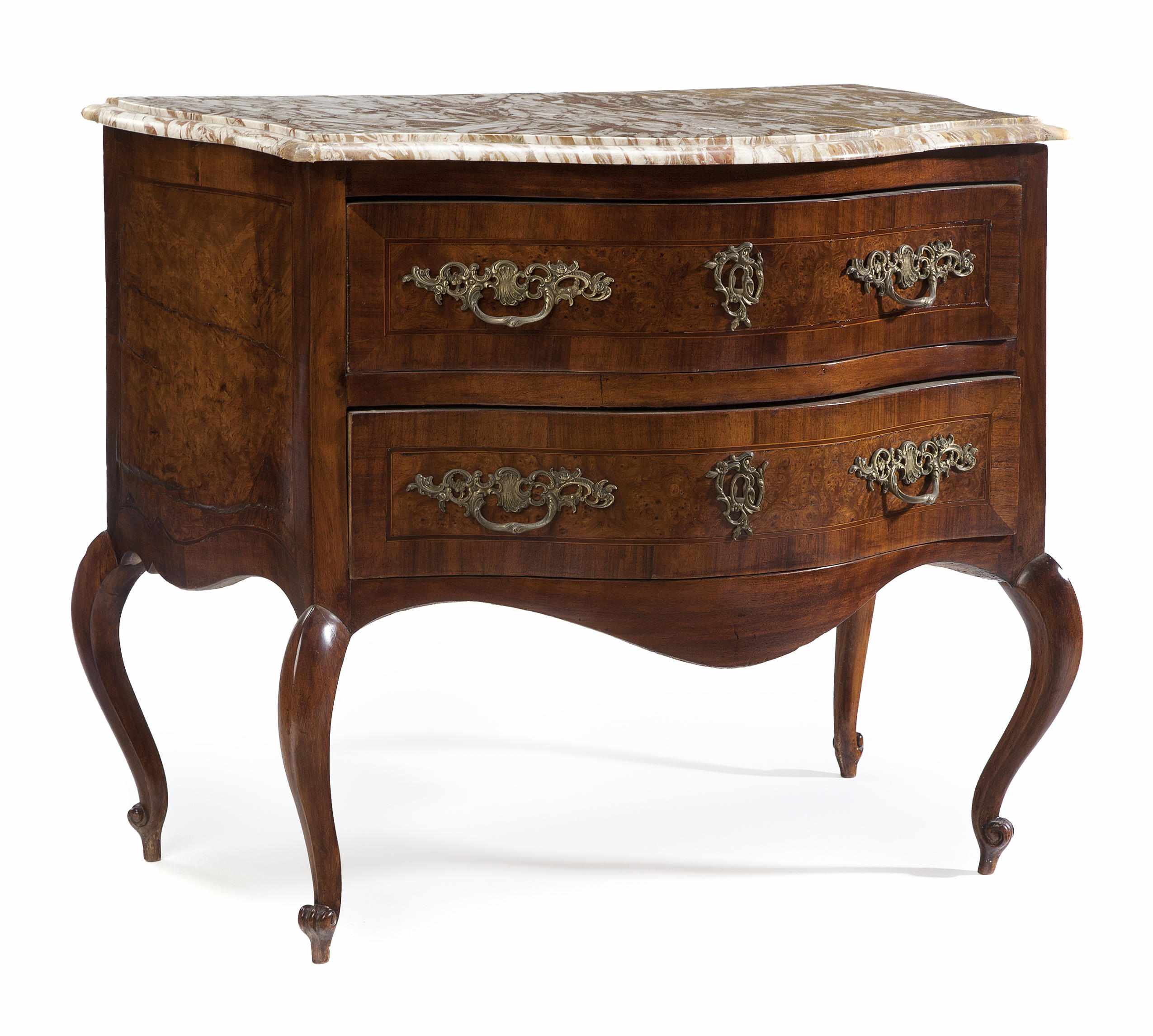 Appraisal: An Italian Rococo style inlaid walnut commodino late th century