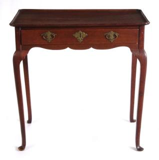 Appraisal: Oak Queen Anne style rectangular dished top with crimped ends