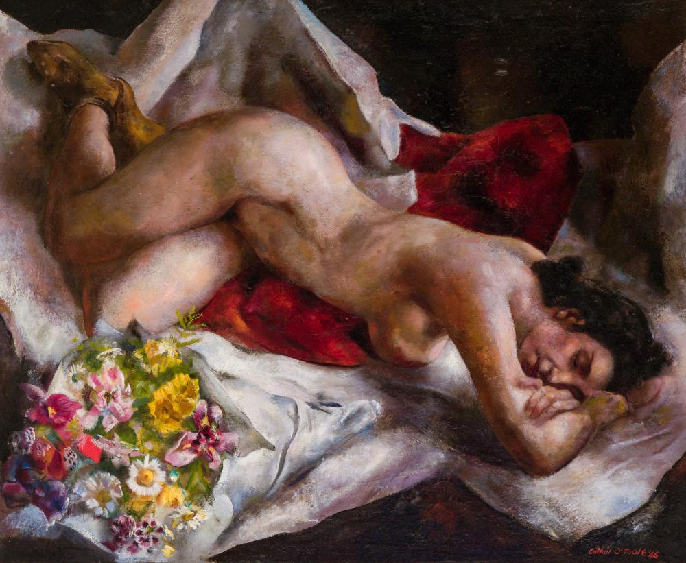 Appraisal: CATHAL B O'TOOLE Irish American - Nude Model with Bouquet