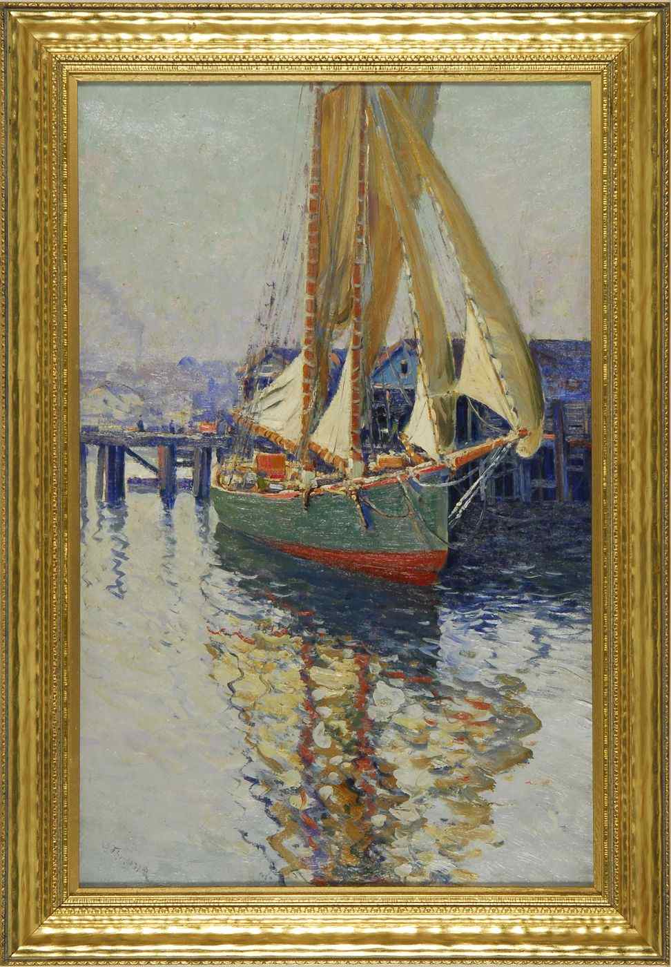 Appraisal: ANTHONY THIEMEAmerican - Ship Leaving Port'' Scratched-in signature lower left