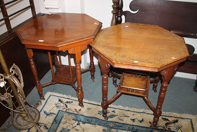 Appraisal: AN EDWARDIAN WALNUT OCTAGONAL OCCASIONAL TABLE cm wide and another