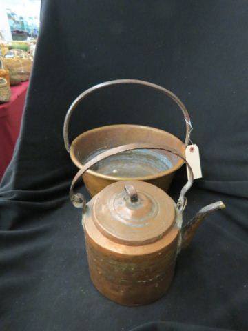 Appraisal: Early Copper Tea Kettle Handled Pot