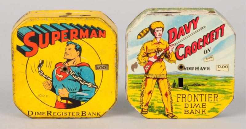 Appraisal: Lot of Tin Litho Character Dime Banks Includes one Superman