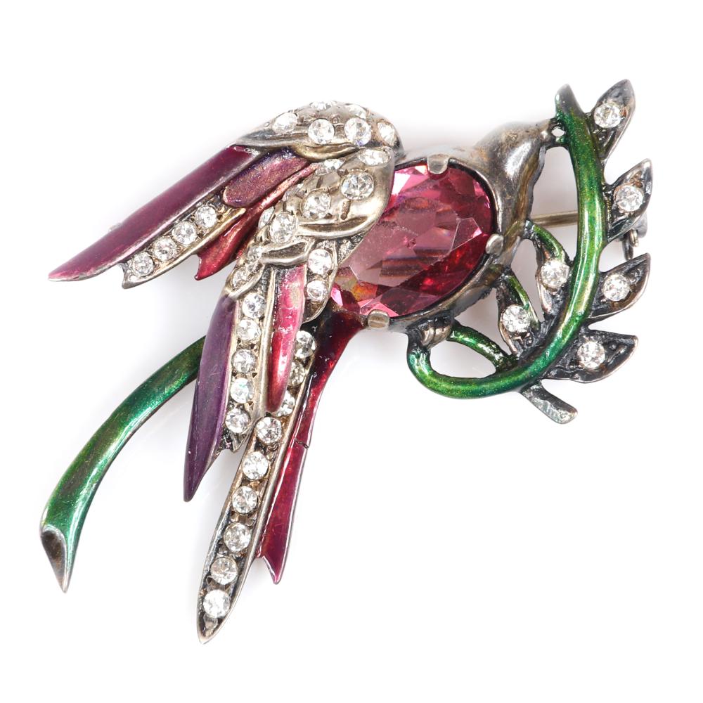 Appraisal: EISENBERG ORIGINAL STERLING VERMEIL BIRD ON BRANCH LAYERED PIN BROOCH