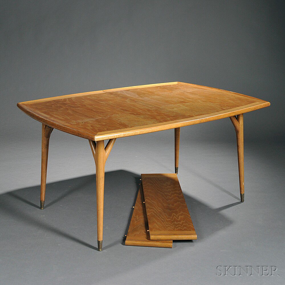 Appraisal: Mid-Century Oak Modern Dining Table the rectangular top with two