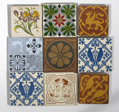 Appraisal: A collection of Victorian Edwardian tiles including Mintons and encaustic