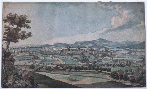 Appraisal: BERN -Anonymous circa View of Berne Brown pen and watercolour