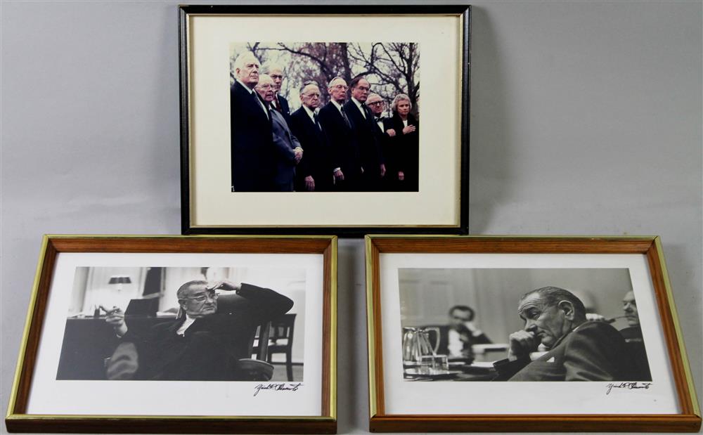 Appraisal: GROUP OF FRAMED POLITICAL PHOTOGRAPHS INCLUDING TWO OF PRESIDENT LYNDON