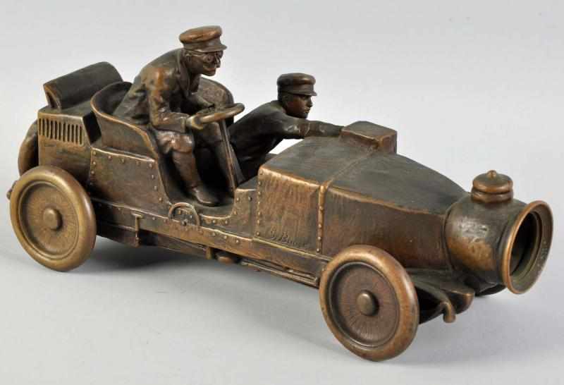 Appraisal: Bronze Open Air Car with Driver Passenger By S Bauer