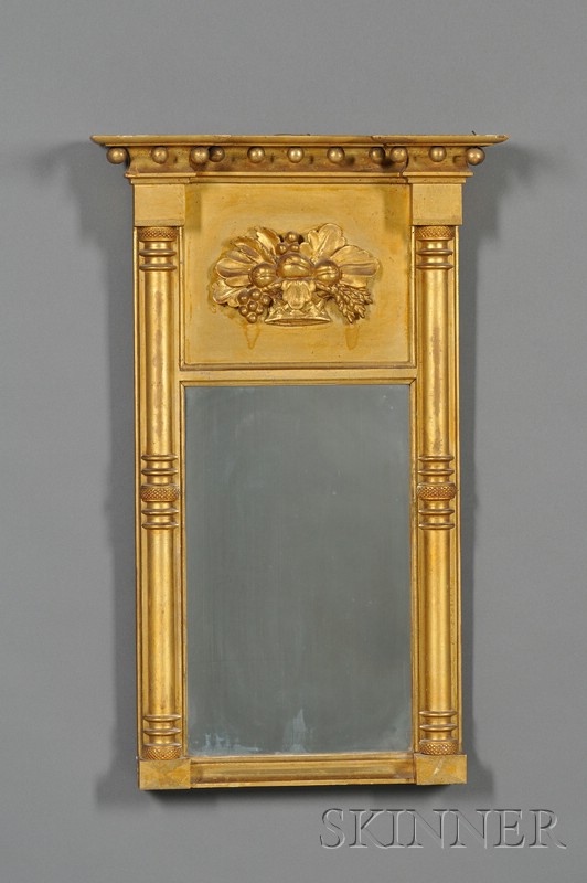 Appraisal: Federal Gilt-gesso and Wood Mirror Massachusetts c - the molded